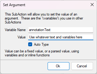Setting the annotationText argument