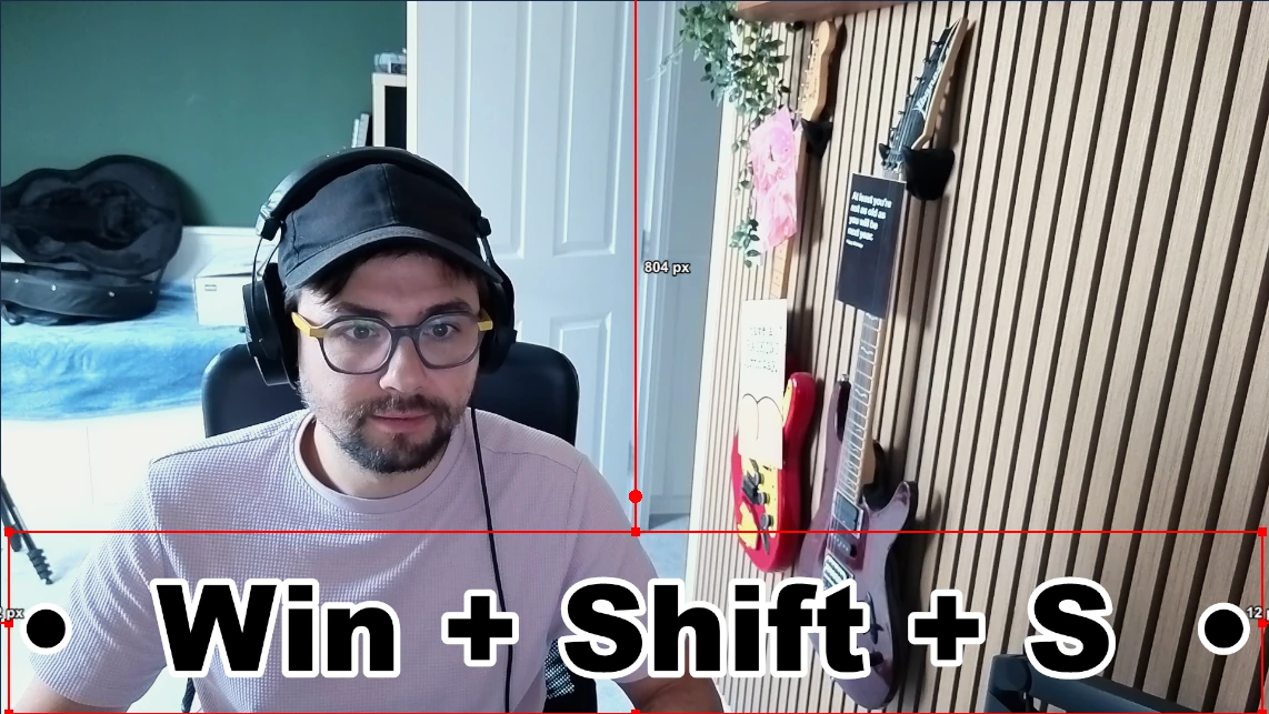 A key combination shown on screen from a text source